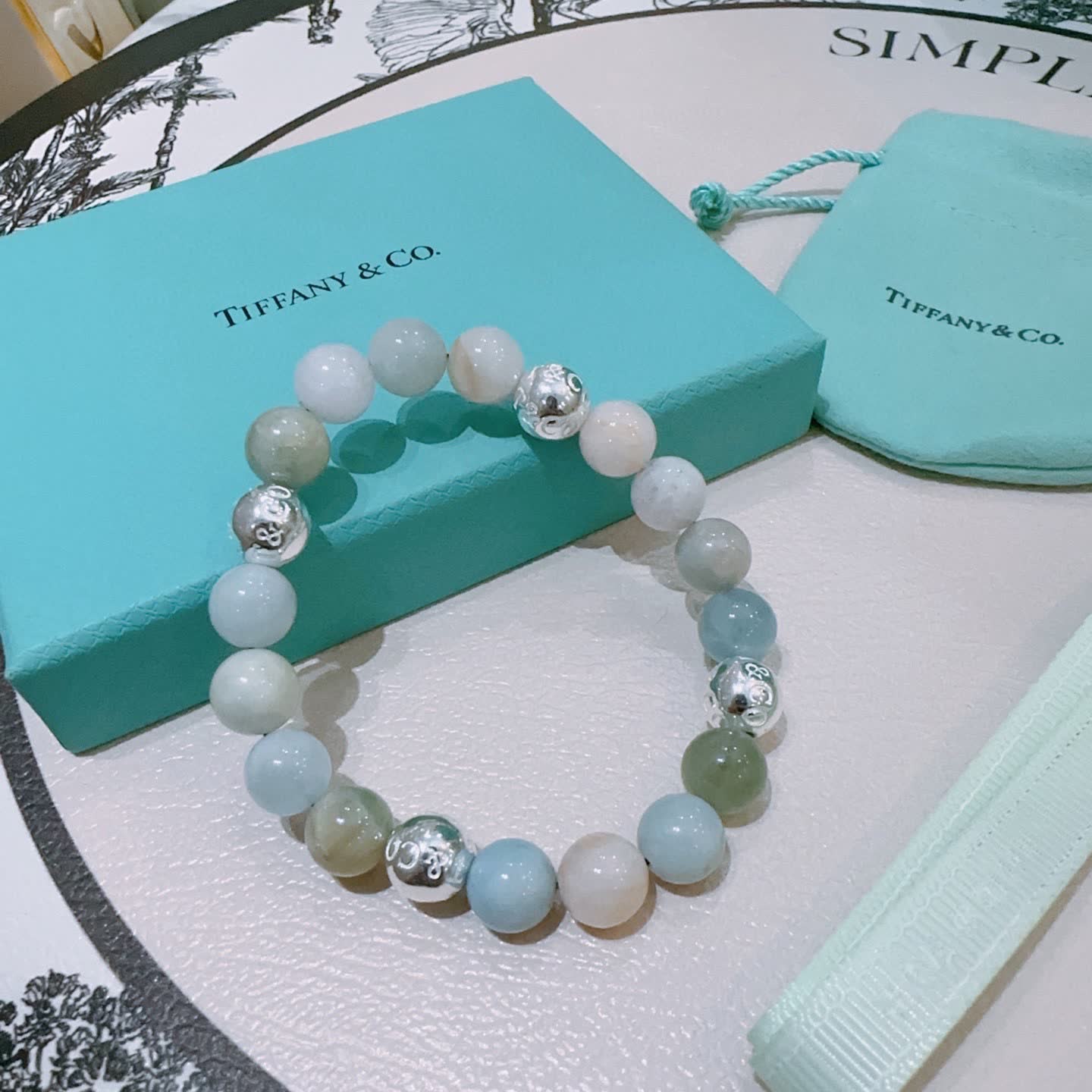 Tiffany & Co. Blue Agate Bead Bracelet